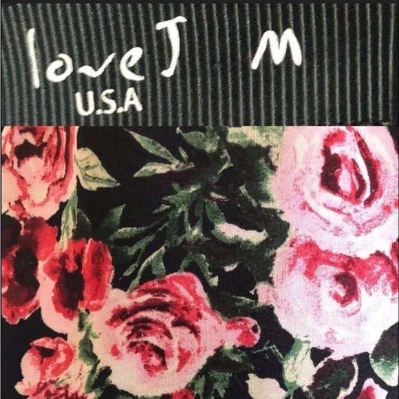 Love J. Floral Pencil Dress Juniors Medium Bodycon Black Pink Floral Roses - Picture 13 of 13